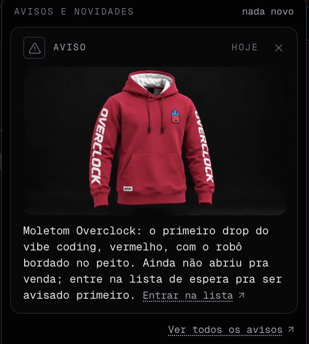 Painel de avisos com um aviso com imagem e o selo Novo