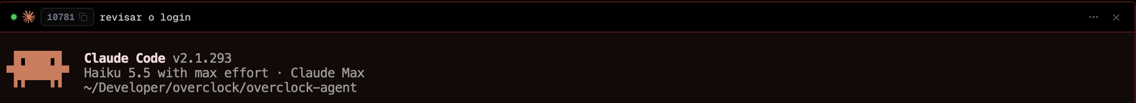 Cabeçalho do terminal com o nome revisar o login gravado